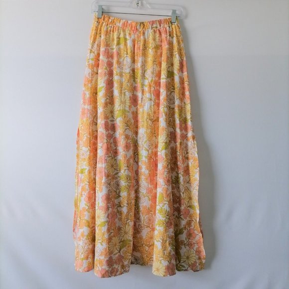 Girl and The Sun Dresses & Skirts - NWT Girl and The Sun Womens Yellow Floral Side Double Slit Maxi Skirts Size M